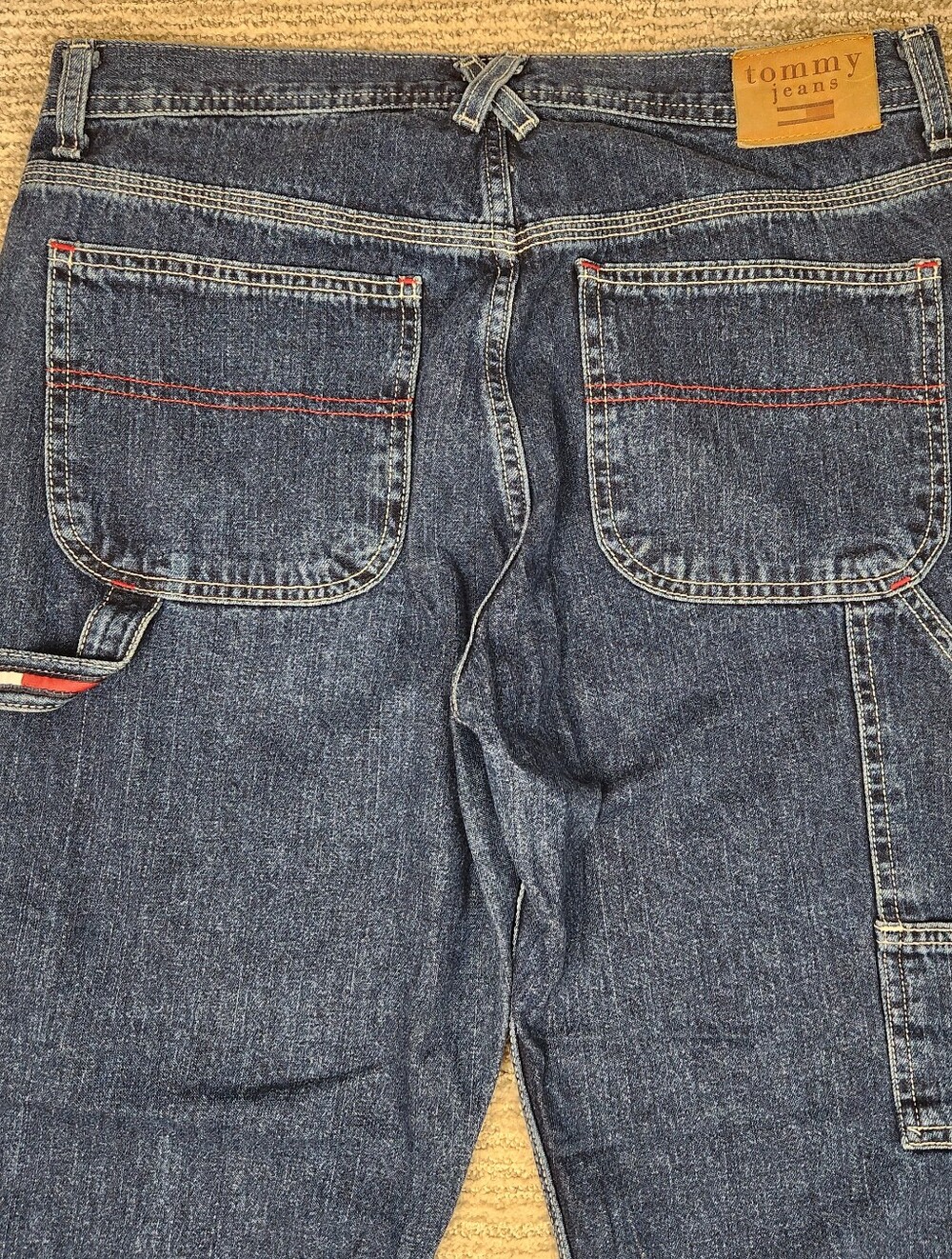 VTG Y2K Tommy Hilfiger Carpenter Jeans Womens 11 Hammer Loop Baggy/Straight Blue